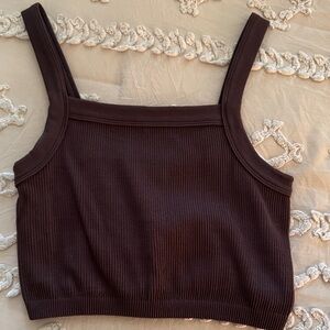 brown cropped tank top
